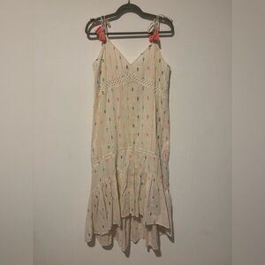 LOVESTITCH Cream Dress with Colorful Accents SIZE MEDIUM